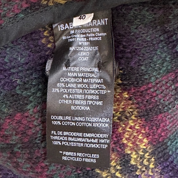 NWT Isabel Marant Leiko Wool Coat, Size 40 / US 8 - Picture 13 of 16